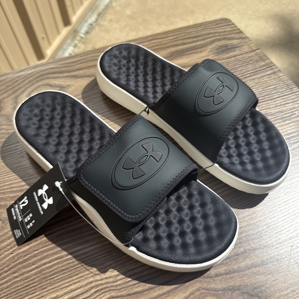Under Armour Ignite Pro 8 Men's Sz 12 Slides Memory Foam Black White New In Bag